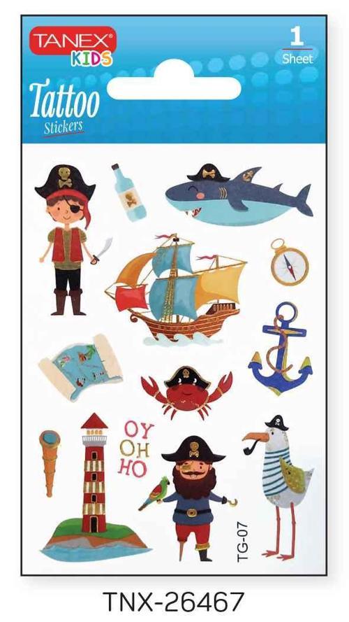 7,5x10,5mm Sevimli Korsan Mini Tatoo TNX-26467