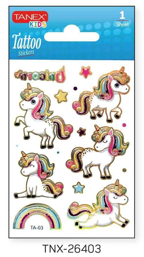 7,5x10,5mm Unicorn Mini Tatoo Etiket TNX-26403