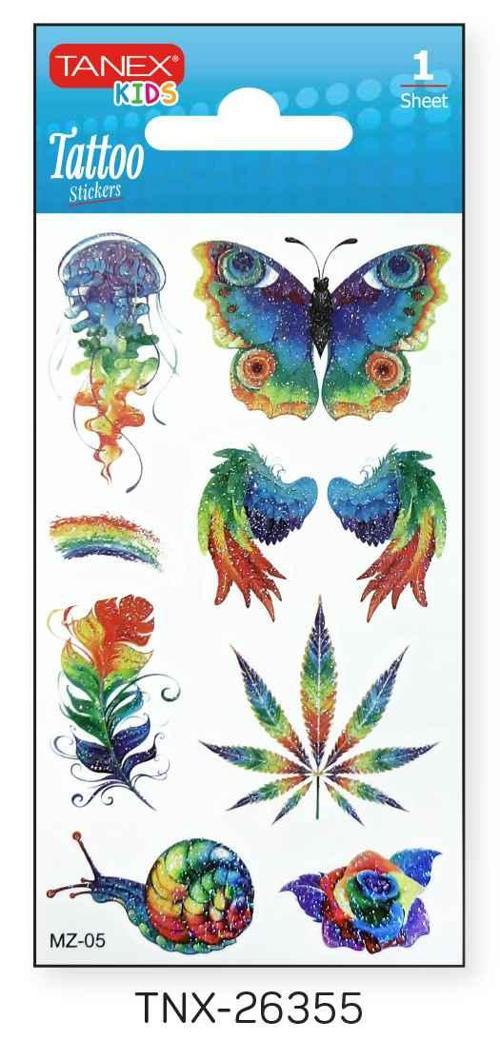 7x12mm Kuş-Kelebek Simli Tatoo TNX-26355