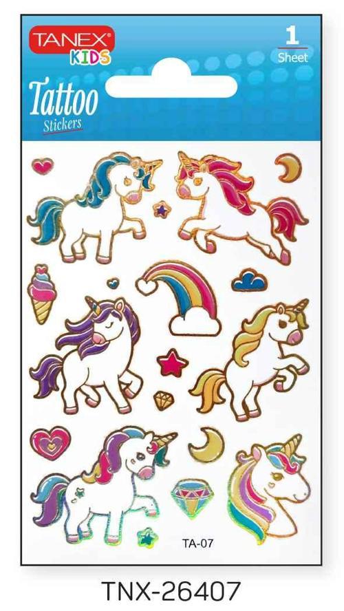 7,5x10,5mm Unicorn Mini Tatoo Etiket TNX-26407