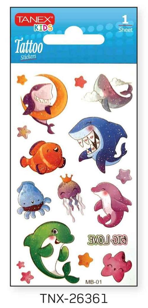 7x12mm Deniz Hayvanları Tatoo TNX-26361