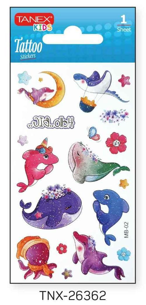 7x12mm Deniz Hayvanları Tatoo TNX-26362