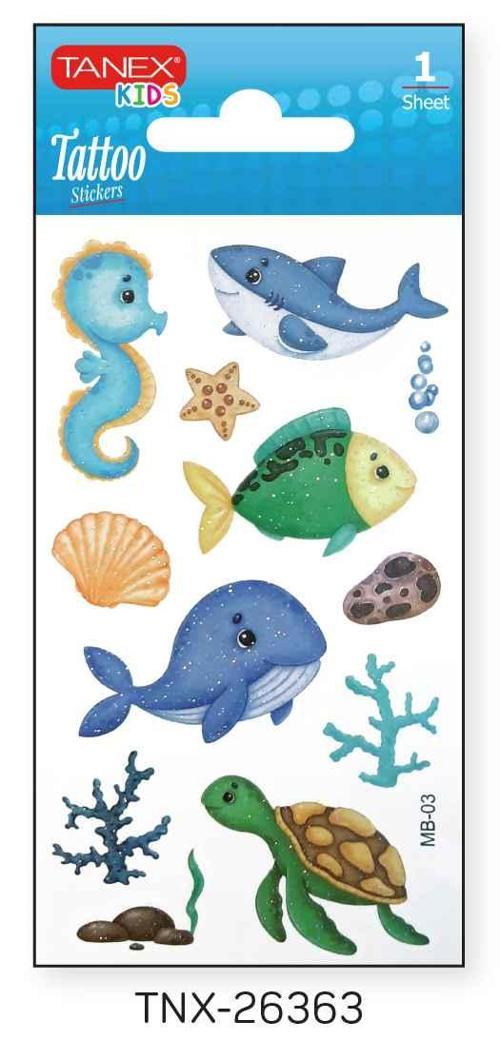 7x12mm Deniz Hayvanları Tatoo TNX-26363