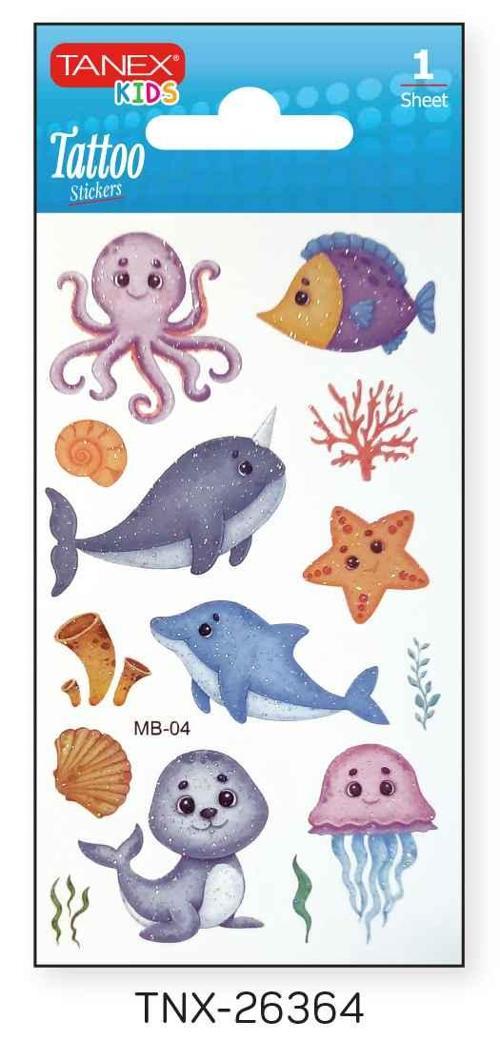 7x12mm Deniz Hayvanları Tatoo TNX-26364