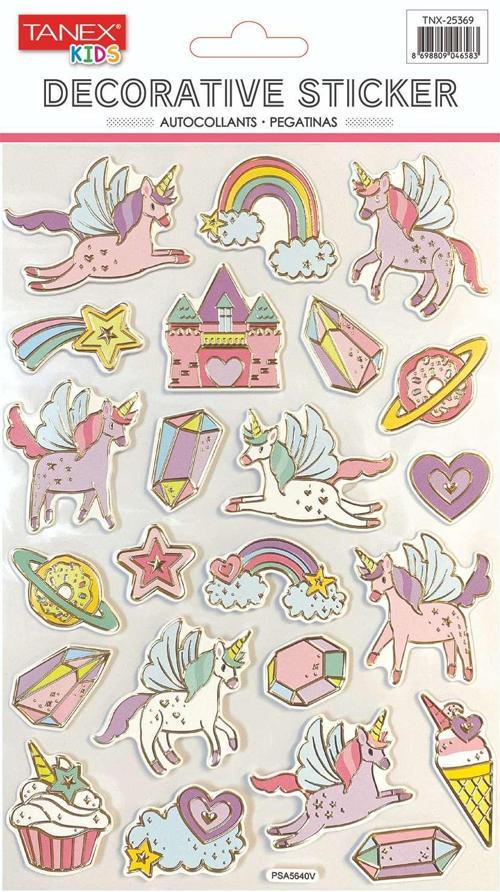 Yaldızlı Unicorn Serisi Puffy Etiketi TNX-25369