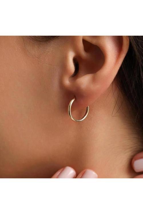 14 Ayar Altın Halka Küpe TEKLİ 1.6 Cm