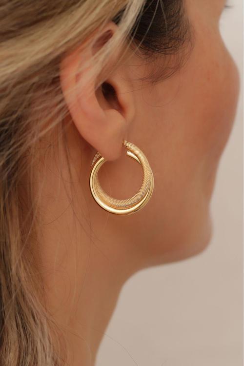 14 Ayar Altın Spiral Halka Küpe