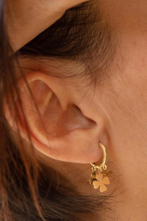 14 Ayar Altın Yonca Küpe