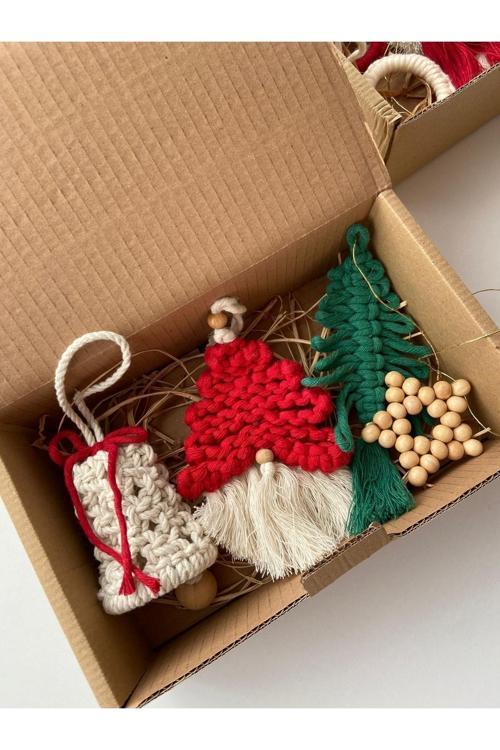 Yılbaşı, Makrome Yılbaşı Süsü, Makrome Yeniyıl, Noel Çam Ağacı Süsleri