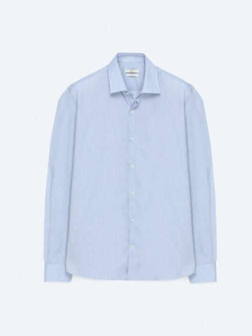 Koyu Lacivert Regular Fit Dokuma Klasik Pamuk Karışımlı Gömlek