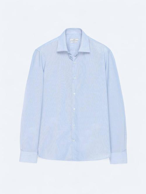 Lacivert Regular Fit Dokuma Klasik Pamuk Karışımlı Gömlek