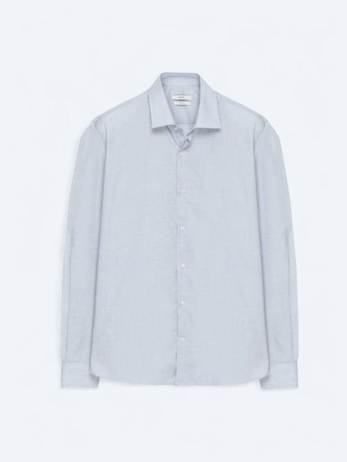 Gri Regular Fit Dokuma Klasik Pamuk Karışımlı Gömlek