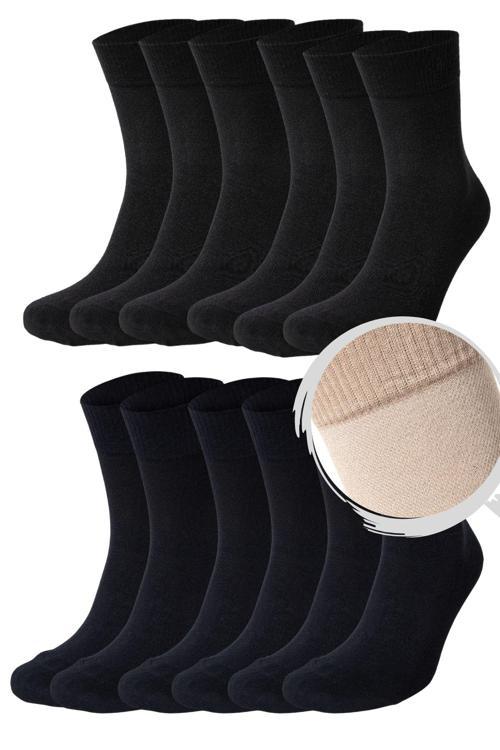 Erkek 12 li Bambu Diyabetik (Şeker) Sıkmayan Lastikli Çorap Seti 14408