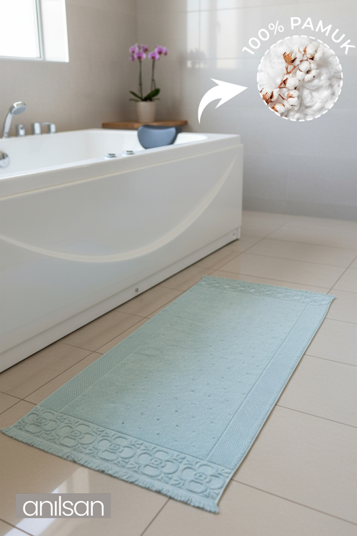 Fesun Turkuaz Ayak Havlusu - 60x130Cm, 690Gr, %100 Pamuk, Spa Ve Otel Banyo Paspası, Günlük Kullanıma Uygun