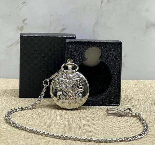 Özel Kutulu Osmanlı Devlet Arması Gümüş Köstekli Saat Alk4665