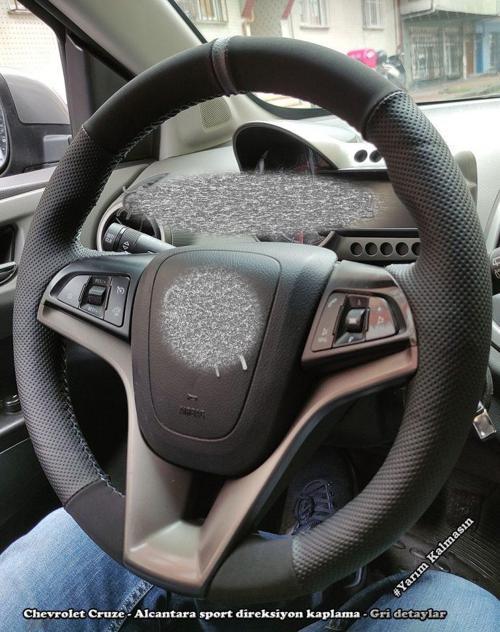 Chevrolet Cruze Araca Özel Direksiyon Kılıfı Gri Yüzüklü