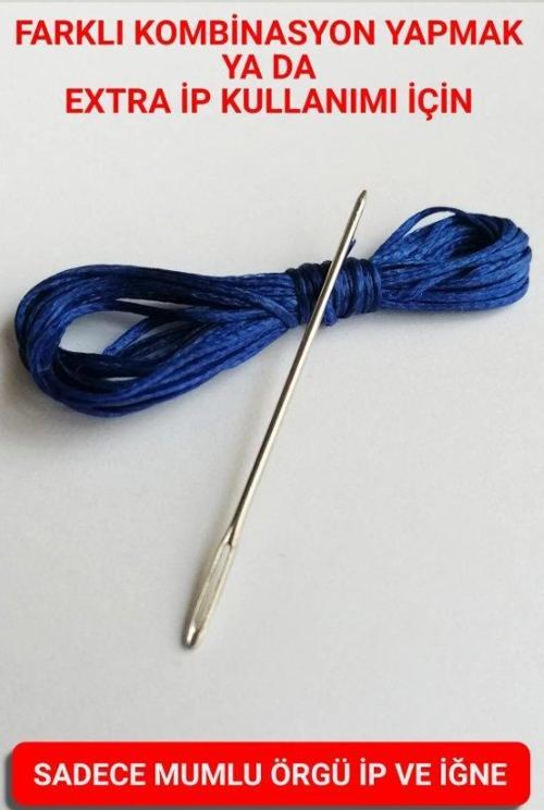Direksiyon Kılıfı Dikmek İçin Mumlu İP Ve iğne 5 Metre MAVİ