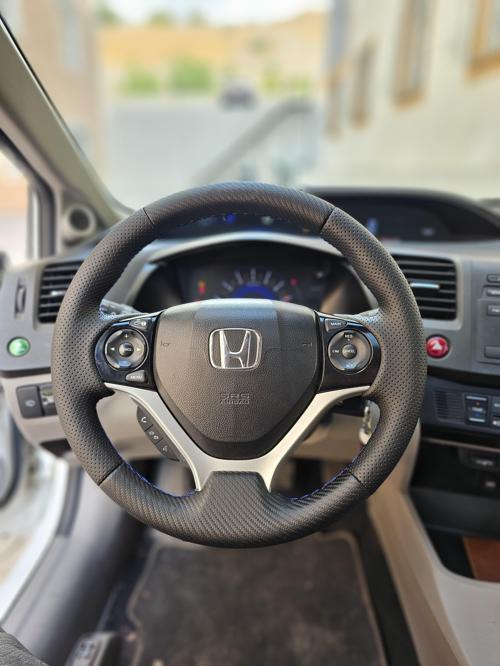 Honda Civic FB7 Araca Özel Direksiyon Kılıfı (Soft Nokta Karbon Mavi İp)