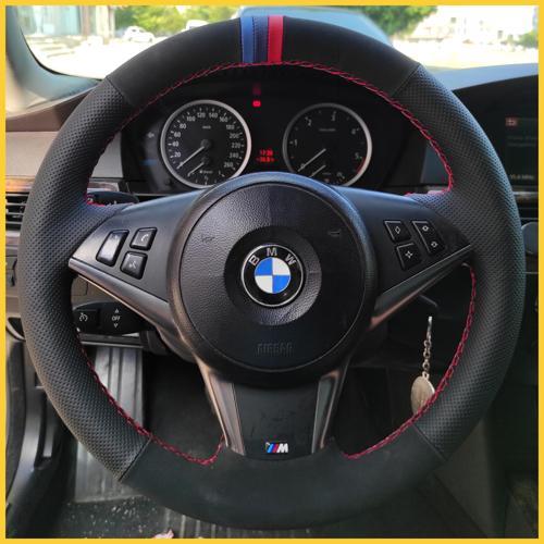 Bmw E60 Kasa Araca Özel Direksiyon Kılıfı 3M Yüzüklü Nubuk Noktalı