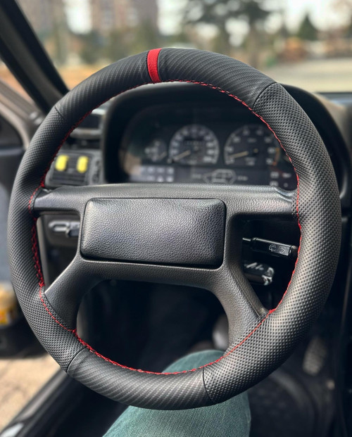 Fiat Uno Direksiyon Kılıfı (Noktalı Karbon Yüzüklü)