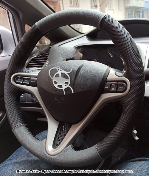 Honda Civic FD6 Araca Özel Direksiyon Kılıfı (Noktalı Gri)