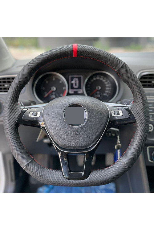 Volkswagen Golf 5 Uyumlu Noktalı Karbon Kırmızı Yüzük (Simit Kısmına Dikilen Kılıf)