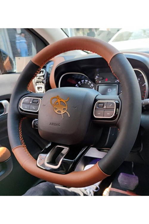 Citroen C3 Aircross Araca Özel Deri Direksiyon Kılıfı (kahverengi Düz)
