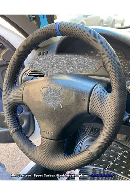Peugeot 206 Araca Özel Direksiyon Kılıfı (noktalı Karbon Yüzüklü)