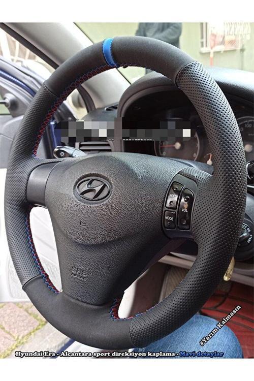 Hyundai Accent Era Araca Özel Direksiyon Kılıfı (Alcantra Nokta Yüzüklü)