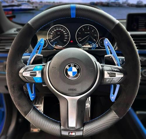 Bmw F30 Alcantra Karbon Mavi Yüzüklü Mavi Dikişli