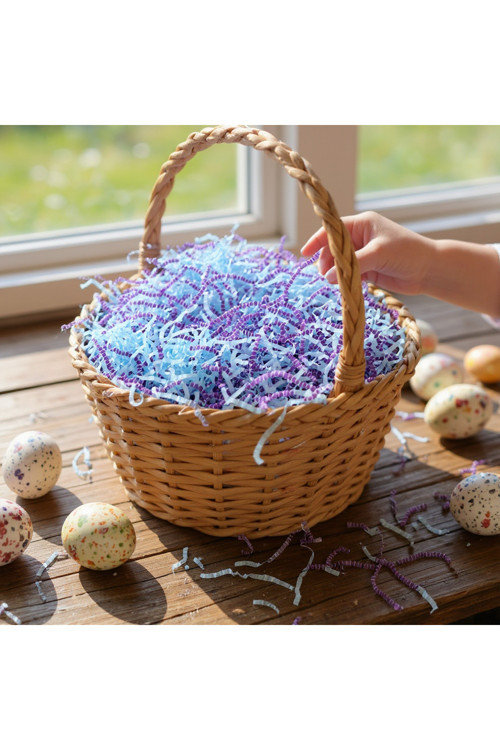 1 Kg Zigzag Kırpık Kağıt, Kırpıntı Kağıt Mavi/ Mor Karışık Renkli