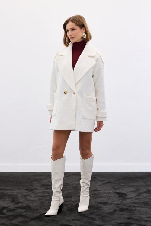 Buklet Kısa Kaban - Ekru