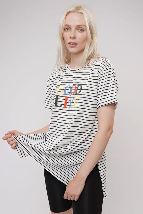 Gabria Baskılı Çizgili T-shirt