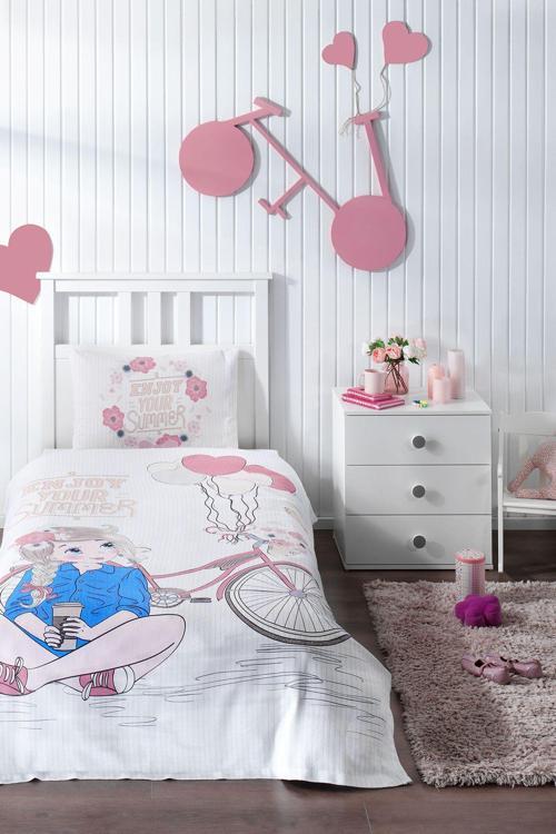 Enjoy Tek Kişilik Pike Takımı Beyaz