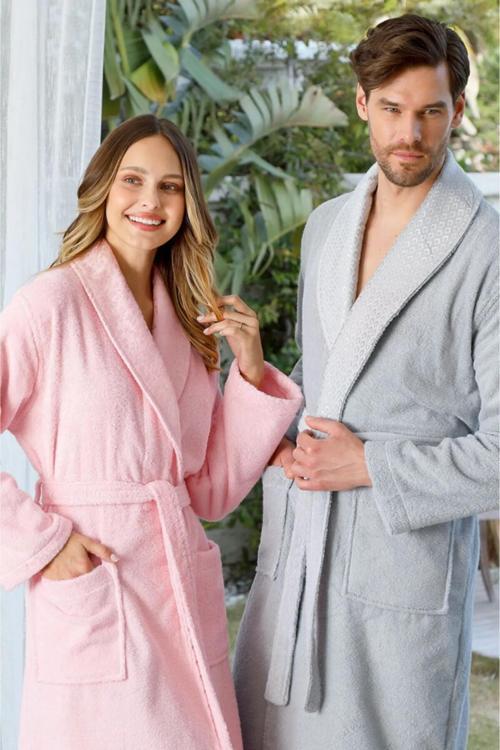 Camellia Aile Bornoz Seti Gri Pembe