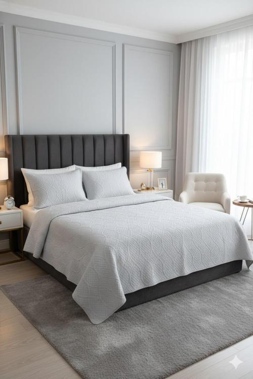 TAYTÜYÜ NUBUK YATAK ÖRTÜSÜ ÇİFT KİŞİLİK TOSKANA A.GRİ