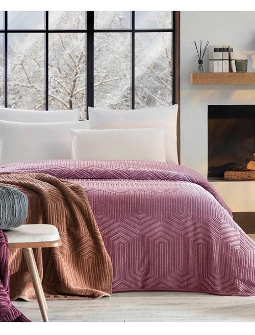 Prestige Kalın Embos Çift Kişilik Battaniye (220x240)-Lila