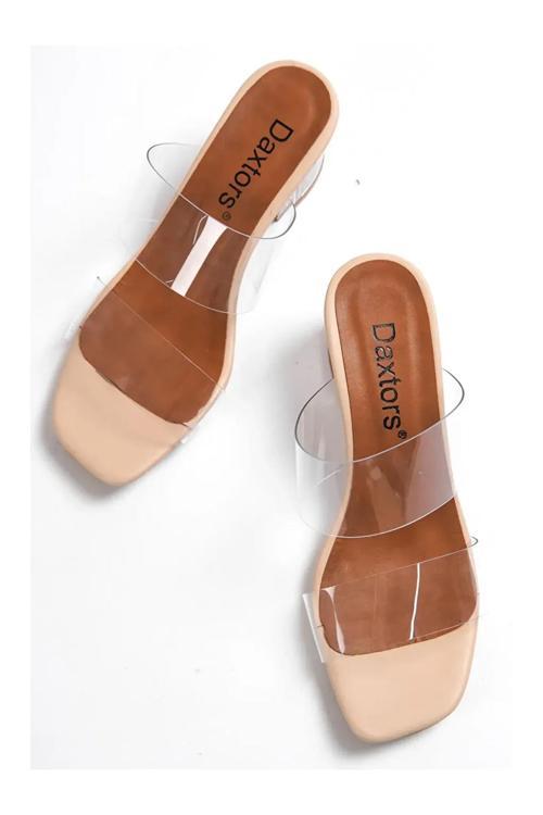 D0085 Şefaf Kadın Topuklu Terlik