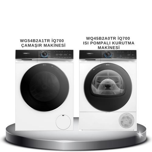 WG54B2A1TR iQ700 1400 Devir Çamaşır Makinesi 10 Kg + WQ45B2A0TR iQ700 Isı Pompalı Kurutma Makinesi 9 Kg