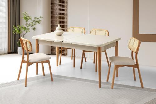 Duru Paris Mdf Lak Panel Açılır Yemek Masa Takımı 90x160