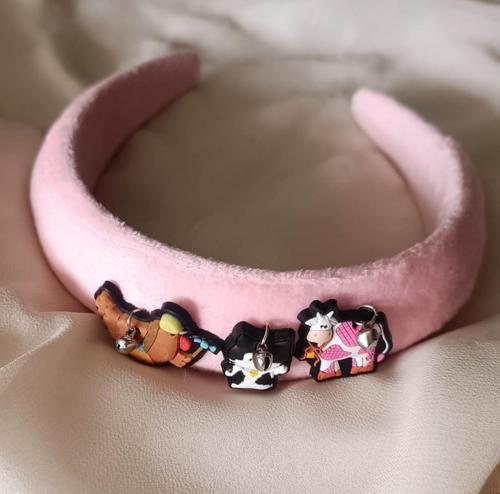 Taç Kız Çocuk Renkli Desenli Saç Aksesuarı Pembe