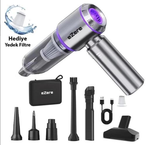 Turbo 16000 pa emiş gücü çantalı üfleme özellikli araba süpürgesi araç ev kullanımı uzun şarj süresi