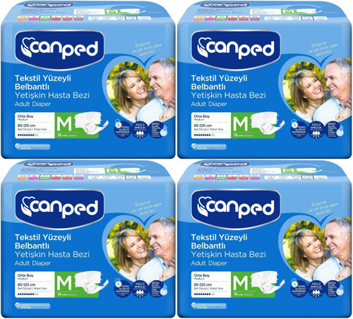 Hasta Bezi Yetişkin Bel Bantlı Tekstil Yüzey M - Orta - Medium 72 (4PK*18)