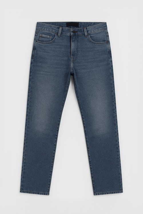 Erkek Straight Fit Düz Kesim Mavi Jean Panolon