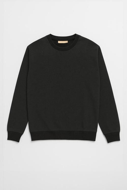 Erkek Bisiklet Yaka Düz Antrasit Sweatshirt