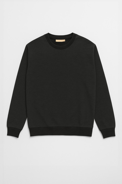 Erkek Bisiklet Yaka Düz Antrasit Sweatshirt