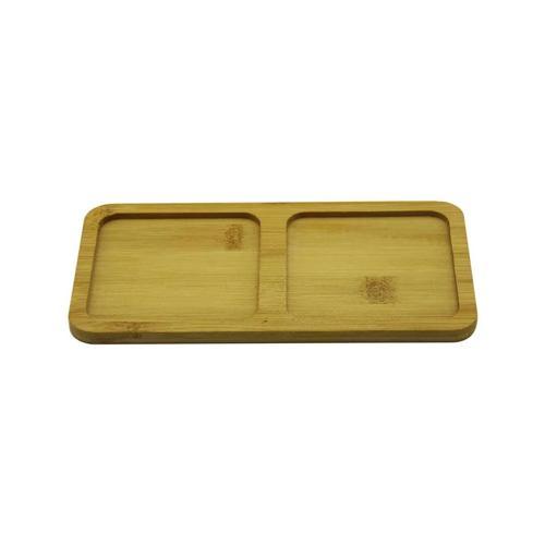 Dikdörtgen - 2 Bölmeli - 10x19.5cm  Ahşap Bambu Yağdanlık Altlık