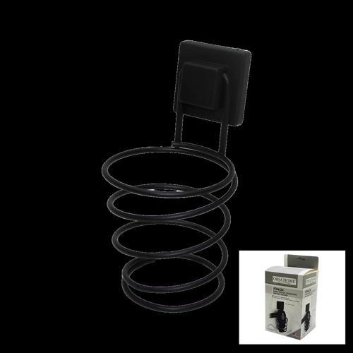 Siyah - Metal Fönlük Fön Makine Askısı Kare Macun Yapışkanlı10x11x15cm