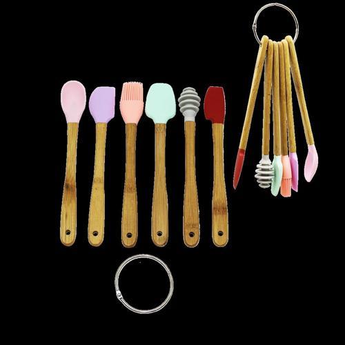 6 Parça  Mini Ahşap Saplı Silikon Mutfak Set