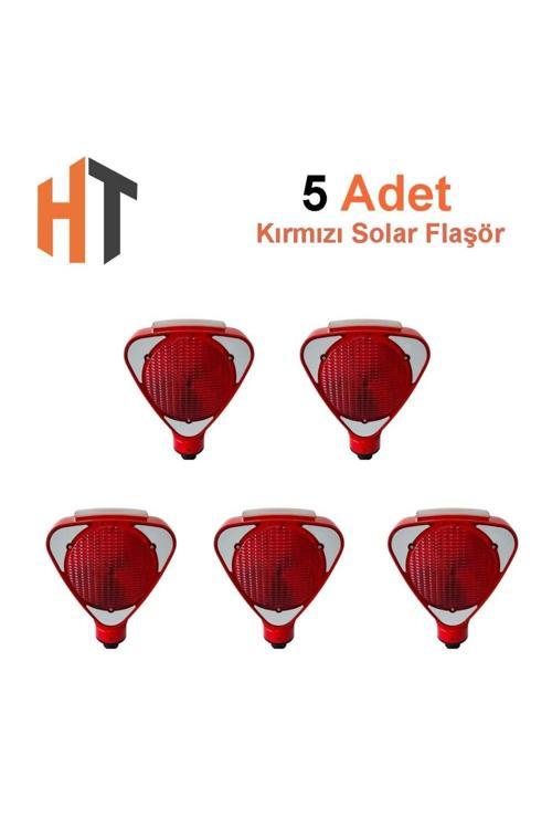 Solar Flaşörlü Ledli Lamba Seti Kırmızı 5 Adet